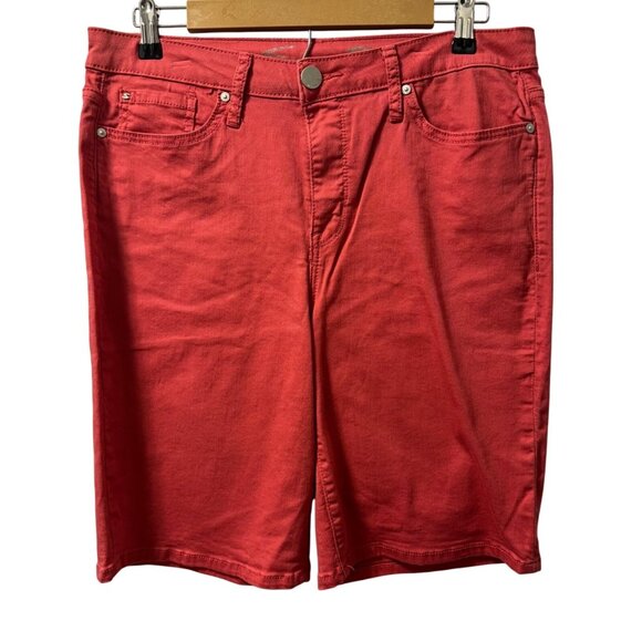 Seven7 Womens Sunset Bermuda Pink  Denim Shorts Size 12 Cotton Blend - Picture 2 of 11